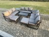 Fimous Aluminium Outdoor Garden Furniture Set Lounge Sofa Oblong Coffee Table 2 PC Big Footstool 2 Side Tables Sets with Cushions Dark Grey 11 Seater