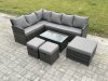 Fimous 9 Seater Rattan Lounge Corner Sofa Set Wicker PE Outdoor Garden Furniture Set with Coffee Table 3 Footstools Dark Grey Mixed