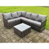 High Back Dark Mixed Grey Rattan Corner Sofa Set Outdoor Furniture Square Coffee Table 6 Seater