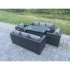 Fimous Outdoor Lounge Sofa Rattan Garden Furniture Set Patio Armchair and Rectangular Dining Table 8 Seater Dark Grey Mixed