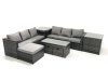 Fimous Garden Outdoor Rattan Furniture Set with Sofa Coffee table 3 Footstools 2 Side Tables Dark Grey Mixed