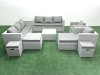 Fimous Garden Outdoor Furniture Set 12 Seater Rattan Sofa Set with 4 Footstools Side Table Light Grey Mixed