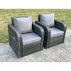 2 PC Dark Grey Mixed Curved Rattan Adjustable Reclining Arm Chair Sofa Outdoor Garden Furniture Accesory