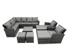 Fimous 12 Seat Poly Rattan Outdoor Patio Coffee Table Corner Sofa Set with 4 Stool 2 Chairs for Garden Backyard Dark Grey Mixed