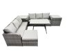Fimous Garden Rattan Outdoor Furniture Set 7 Seater with 3 Seater Sofa Big Stool 2 Side Table Dark Grey