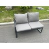 Fimous Aluminum Outdoor Garden Furniture Corner Sofa 3 PC Chairs Gas Fire Pit Dining Table Sets Gas Heater Burner Dark Grey 10 Seater