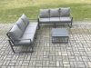 Fimous Aluminium 3 Pieces Garden Furniture Sofa Set with Cushions 6 Seater Outdoor Patio Set with Square Coffee Table Dark Grey