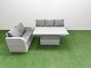 Fimous 5 Seater PE Rattan Wicker Garden Furniture Patio Conservatory Sofa Set with Adjustable Lifting Dining or Coffee Table 3 Seater Sofa Love Sofa