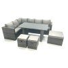 Fimous PE Rattan Corner Sofa Set Rectangular Dining Table Set With Seat And Back Cushion 7 Seater