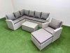 Fimous 8 Seater Garden Outdoor PE Rattan Furniture Set Rattan Garden Sofa Set with Big Footstool Light Grey Mixed