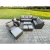 Fimous Patio Garden Furniture Sets Wicker 10 Seater Outdoor Rattan Furniture Sofa Sets with Rectangular Coffee Table Reclining Chair Loveseat Sofa Side Table 3 Footstools
