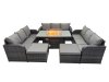 Fimous Garden Outdoor Rattan Furniture Set Rattan 3 Seater Sofa with 2 Big Stool Dark Grey Mixed