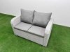 Fimous High Back Poly Rattan Garden Furniture Set with Reclining Chair Loveseat Sofa Adjustable Lifting Dining or Coffee Table Indoor Outdoor Patio Set 3 Stools Side Table Light Grey