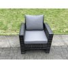 Fimous 6 Seater Outdoor Dark Grey Mixed High Back Rattan Sofa Double Sofa Dining Table Set Garden Furniture Stools