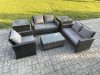 Fimous Rattan Garden Furniture Set 5 Seater Patio Outdoor Lounge Sofa Chair Set with 2 Side Tables Rectangular Coffee Table Dark Grey Mixed