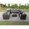 Fimous 8 Seater Grey Rattan Sofa Set Coffee Table Arm Chair Outdoor Garden Furniture