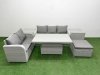 Fimous 6 Seater PE Rattan Wicker Garden Furniture Patio Conservatory Sofa Set with Adjustable Lifting Dining or Coffee Table 3 Seater Sofa Love Sofa Big Footstool 2 Side Table