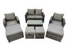 Fimous 8 Seater Wicker PE Rattan Furniture Outdoor Coffee Table Double Seat Sofa 4 Stools Set Dark Grey Mixed
