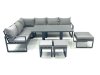 Fimous Aluminum Outdoor Garden Furniture Set Corner Sofa 3 Footstools Adjustable Rising Lifting Dining Table Sets Dark Grey
