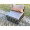 Fimous Outdoor Rattan Armless Sofa Chair Garden Furniture With Seat and Back Cushion Dark Grey Mixed