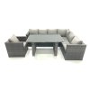 Fimous Lounge Rattan Corner Sofa Set Outdoor Garden Furniture Rectangular Dining Table Chair