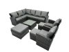 Fimous 11 Seat Poly Rattan Outdoor Patio Coffee Table Corner Sofa Set with 3 Stool 2 Chairs for Garden Backyard Dark Grey Mixed