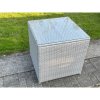 Fimous Light Grey Rattan Cube Side Table Tea Coffee Table Outdoor Garden Furniture Accessory With Clear Tempered Glass