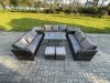 Fimous Rattan Garden Furniture Set 11 Seater Patio Outdoor Lounge Sofa Set with 2 Side Tables Rectangular Dining Table 2 Small Footstools Dark Grey Mixed