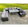 Fimous 8 Seater?Outdoor Rattan Garden Furniture Adjustable Rising Lifting Table Armchairs Dark Grey Mixed