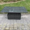 Fimous PE Wicker Rattan Garden Furniture Rising Adjustable Lifting Dining or Coffee Table In Dark Grey Mixed