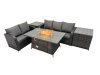 Fimous Garden Outdoor Rattan Furniture Set Rattan Love Sofa 3 Seater Sofa with 2 Side Tables Dark Grey Mixed