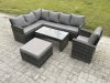 Fimous Rattan Garden Furniture Sets High Back Corner Sofa Oblong Coffee Table Set with Big Footstool Armchair Dark Grey Mixed