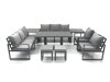 Fimous Garden Sofa Set Aluminium Furniture Rising Dining Tabe Set with 2 Chair 2 Small Footstools 2 Side Tables Dark Grey