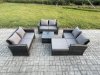 Fimous 7 Seater Rattan Wicker Garden Furniture Patio Conservatory Sofa Set with Square Coffee Table Double Seat Sofa Big Footstool