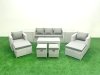 Fimous Rattan Garden Furniture Set Outdoor Lounger Sofa with Coffee Table 4 Footstools 2 Side Tables Light Grey Mixed 9 Seater
