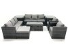 Fimous Rattan Garden Furniture Sofa Set with Coffee table Armchair 2 Side Tables 3 Footstools Dark Grey Mixed
