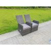 Fimous Dark Grey Mixed Outdoor PE Wicker Rattan Garden Furniture Reclining Chair And Table Dining Sets 4 Seater Square Tempered Glass Table