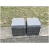 Fimous Outdoor Rattan Furniture Garden Dining Set Height Adjustable Rising lifting Table Love Sofa Set With 2 Small Footstools Dark Grey Mixed