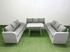 Fimous 9 Seat Outdoor PE Rattan Garden Furniture with Cushions 3 Seater Sofa Light Grey