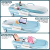 Fimous Foldable Adult Bathtub Body Spa Freestanding Soaking Tub Non-Slip Bathing Shower for Bathroom Blue