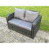 Fimous Rattan Outdoor Garden Furniture Sets Height Adjustable Rising lifting Dining Table Reclining Chair Sofa Set Dark Grey Mixed