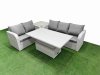 Fimous 5 Seater PE Rattan Wicker Garden Furniture Patio Conservatory Sofa Set with Adjustable Lifting Dining or Coffee Table 3 Seater Sofa Love Sofa Side Table