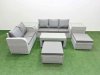 Fimous 7 Seater PE Rattan Wicker Garden Furniture Patio Conservatory Sofa Set with Oblong Coffee Table 3 Seater Sofa Love Sofa 2 Big Footstool 2 Side Table