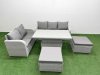 Fimous 7 Seater PE Rattan Wicker Garden Furniture Patio Conservatory Sofa Set with Adjustable Lifting Dining or Coffee Table 3 Seater Sofa Love Sofa 2 Big Footstool