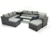 Fimous 9 Seater Rattan Garden Outdoor Furniture Set with 3 Seater Sofa Coffee Table 2 Big Footstool 2 Side tables
