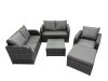 Fimous Rattan Garden Outdoor Furniture Set Love Sofa Square Coffee Table Set with Big Stool Dark Grey Mixed