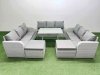 Fimous 11 Seat Outdoor PE Rattan Garden Furniture with Cushions 3 Seater Sofa 2 Big Stools Light Grey