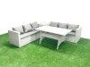 Fimous Rattan Garden Furniture Set 6 Seater Outdoor Sofa Set with Dining Table Side Table Light Grey Mixed