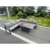 Fimous Aluminum Outdoor Garden Furniture Corner Sofa Gas Fire Pit Dining Table Sets Gas Heater Burner Dark Grey 7 Seater