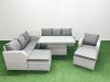 Fimous 9 Seater Poly Rattan Outdoor Garden Furniture Adjustable Lifting Dining or Coffee Table Sofa Set Patio 3 Seater Sofa Reclining Chair 3 Seater Sofa 2 Big Footstools Side Table Light Grey